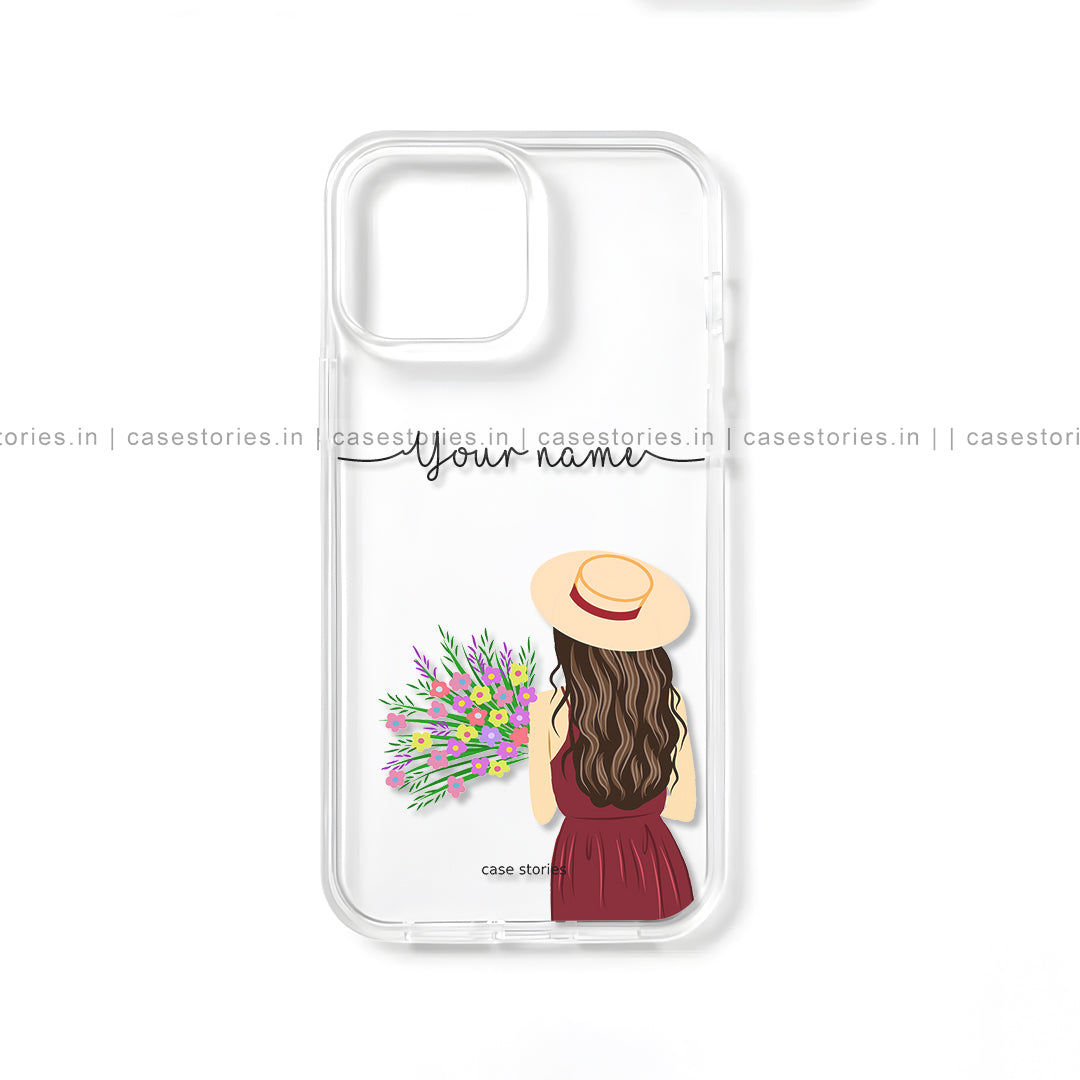 Girl With Flowers Name Transparent Mobile Cover