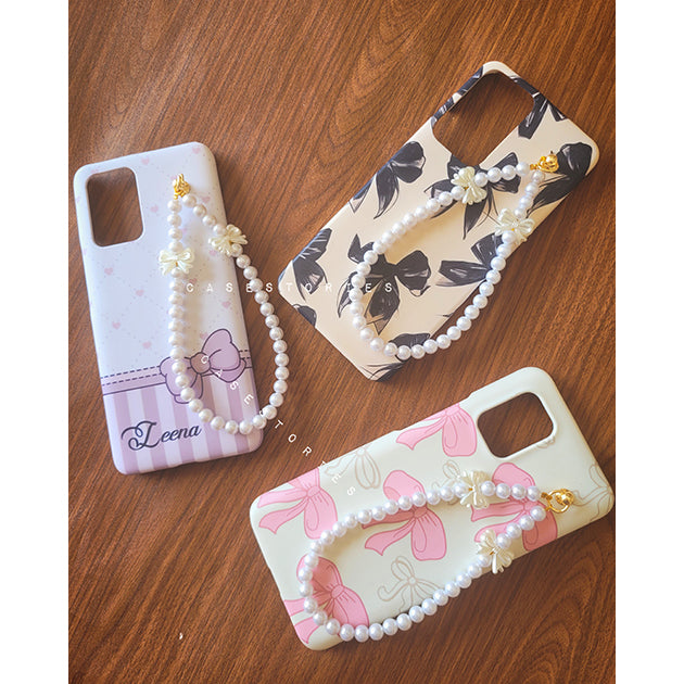 Bow Charm with Pearl Chain Mobile Cover