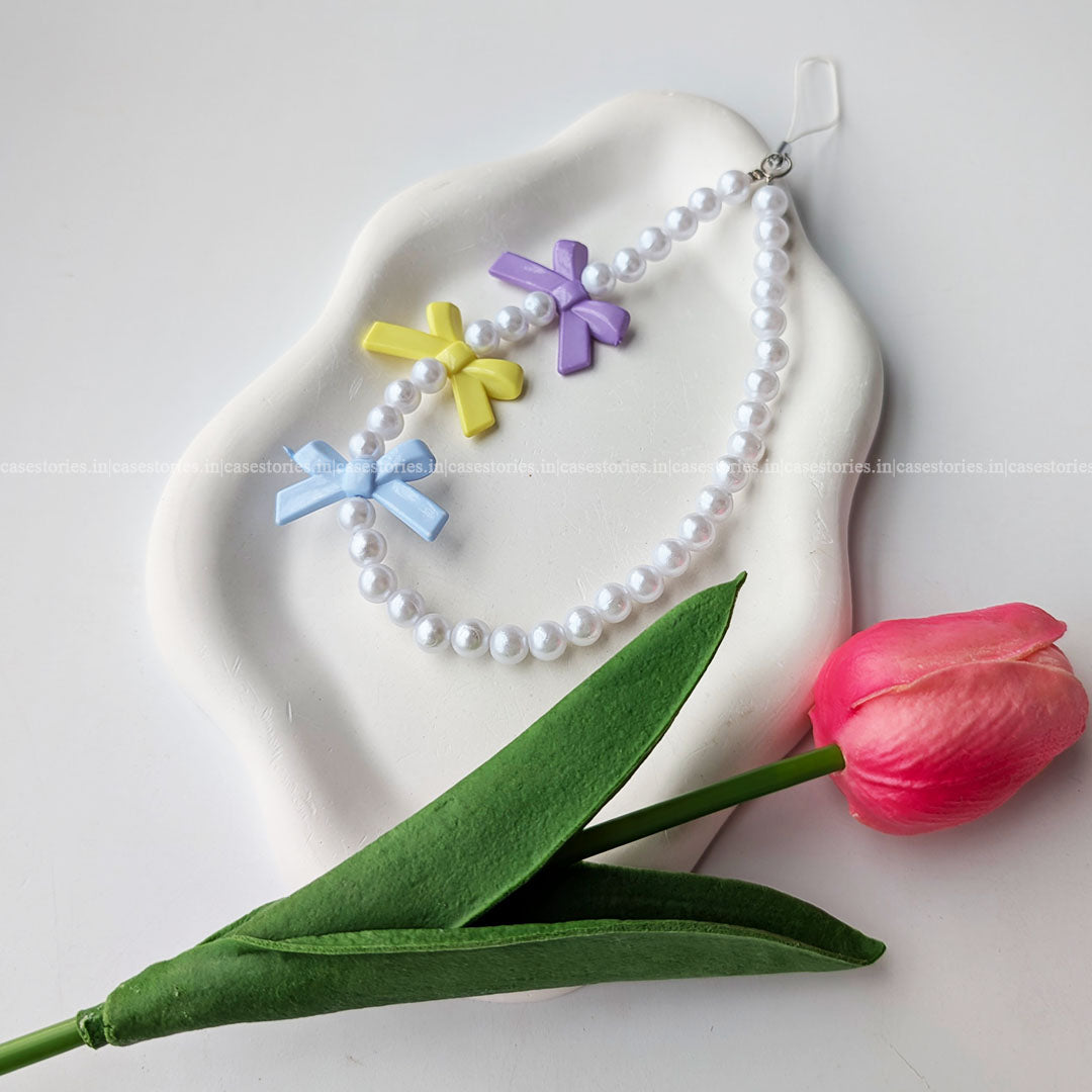 Pastel Bow with Pearl Mobile Charm