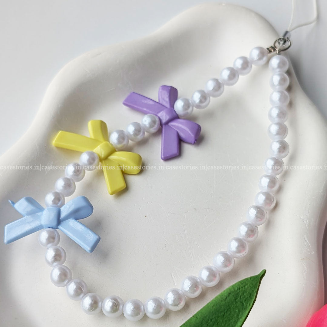 Pastel Bow with Pearl Mobile Charm
