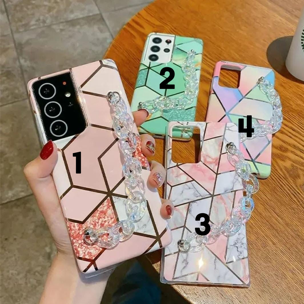 Geometric Pattern Normal Crystal Chain Mobile Cover