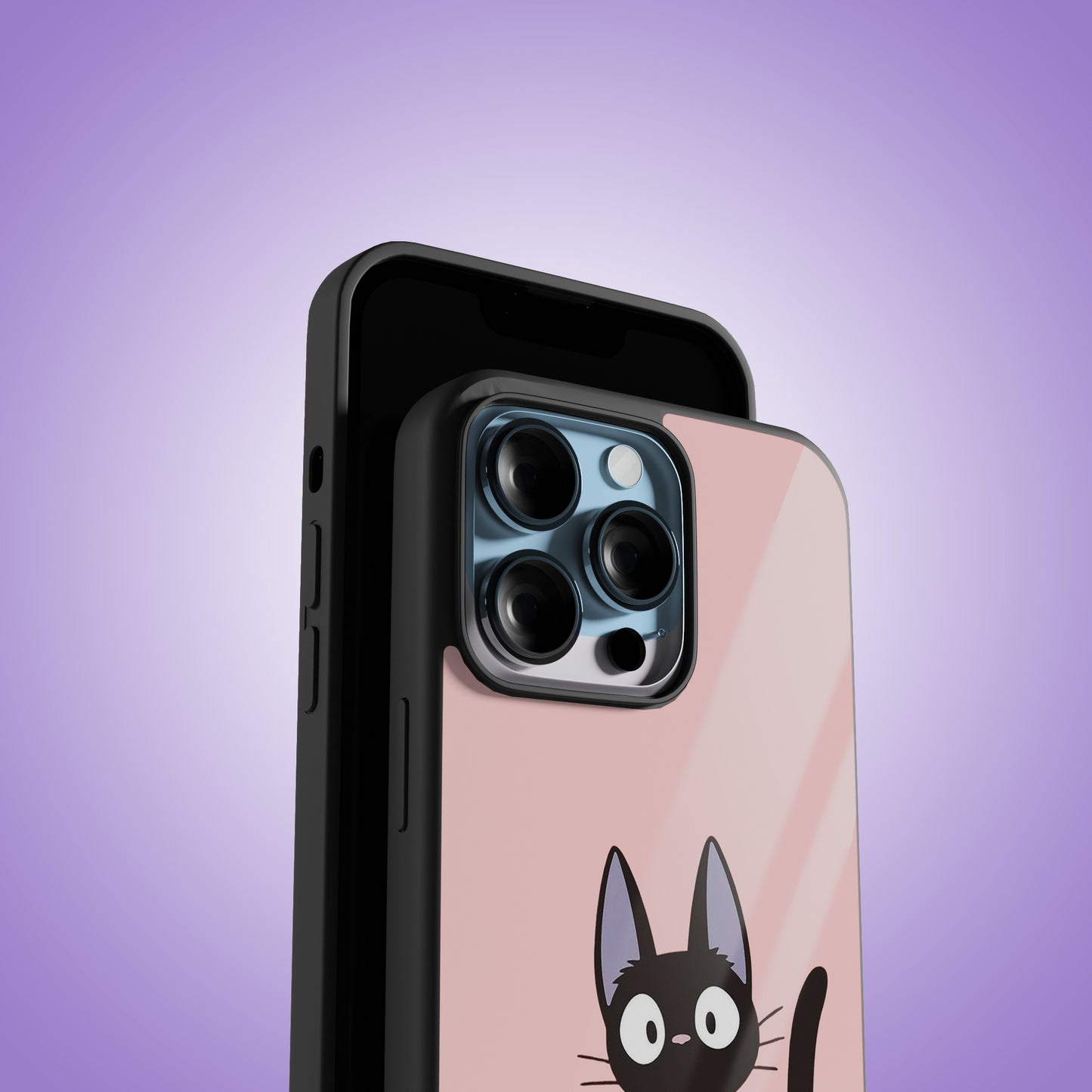 Black Starring Cat Premium Glossy Phone Case