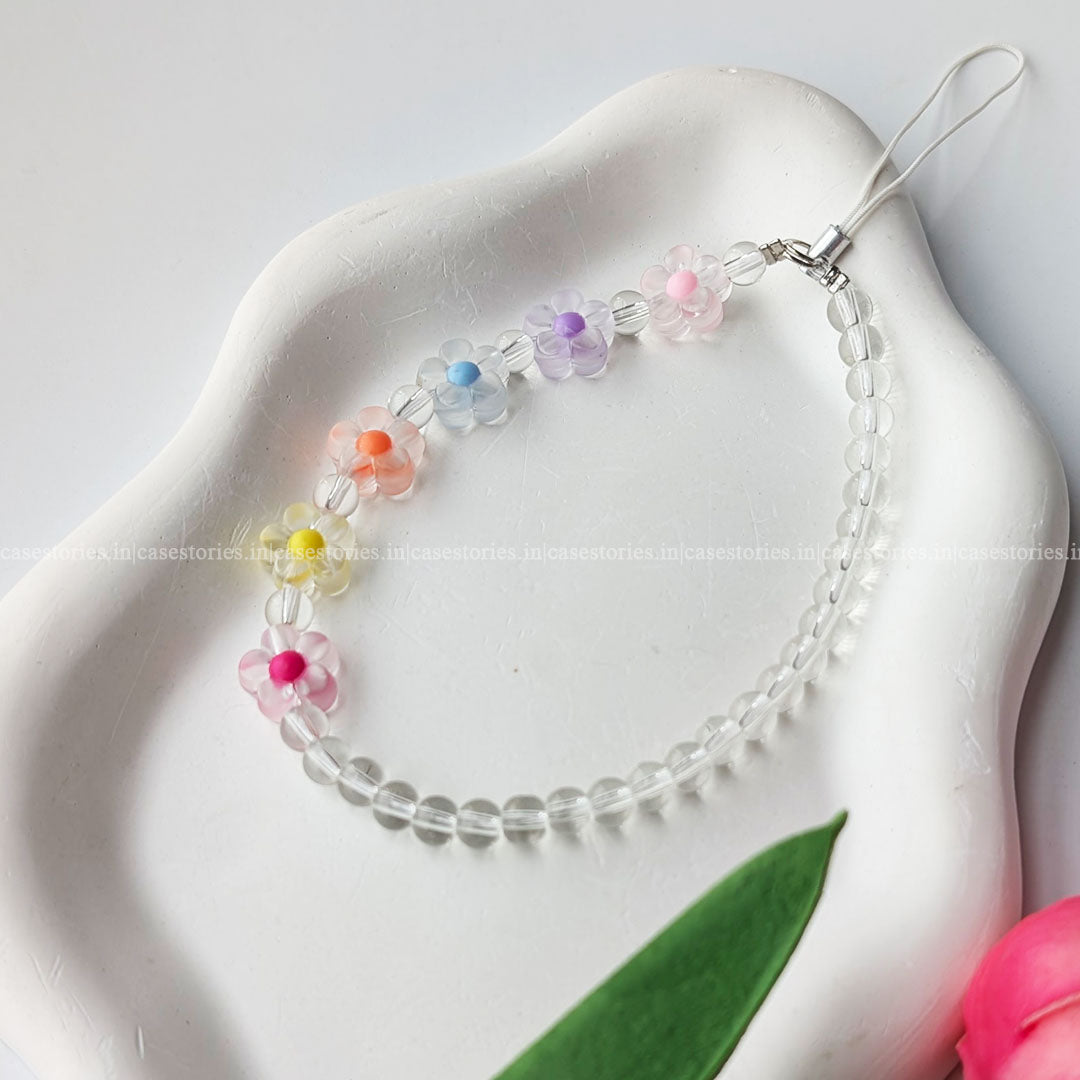 Rainbow Floral with Crystal Beads Mobile Charm