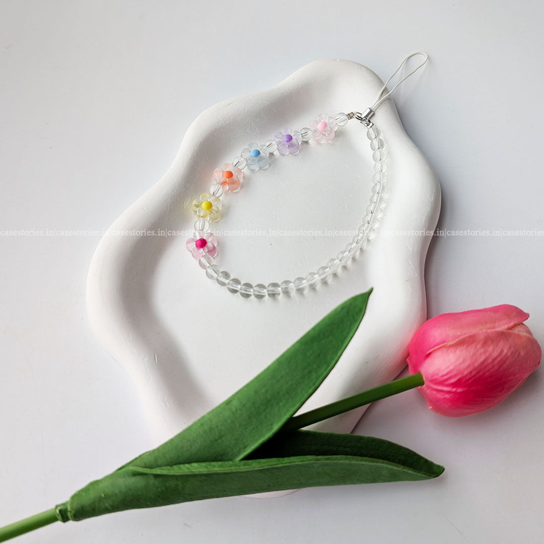 Rainbow Floral with Crystal Beads Mobile Charm