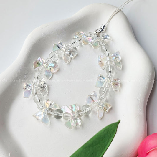 Tiny Bow with Crystal Beads Mobile Charm