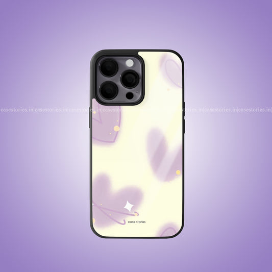 Aesthetic Purple Heart Pattern Premium Glossy Phone Case