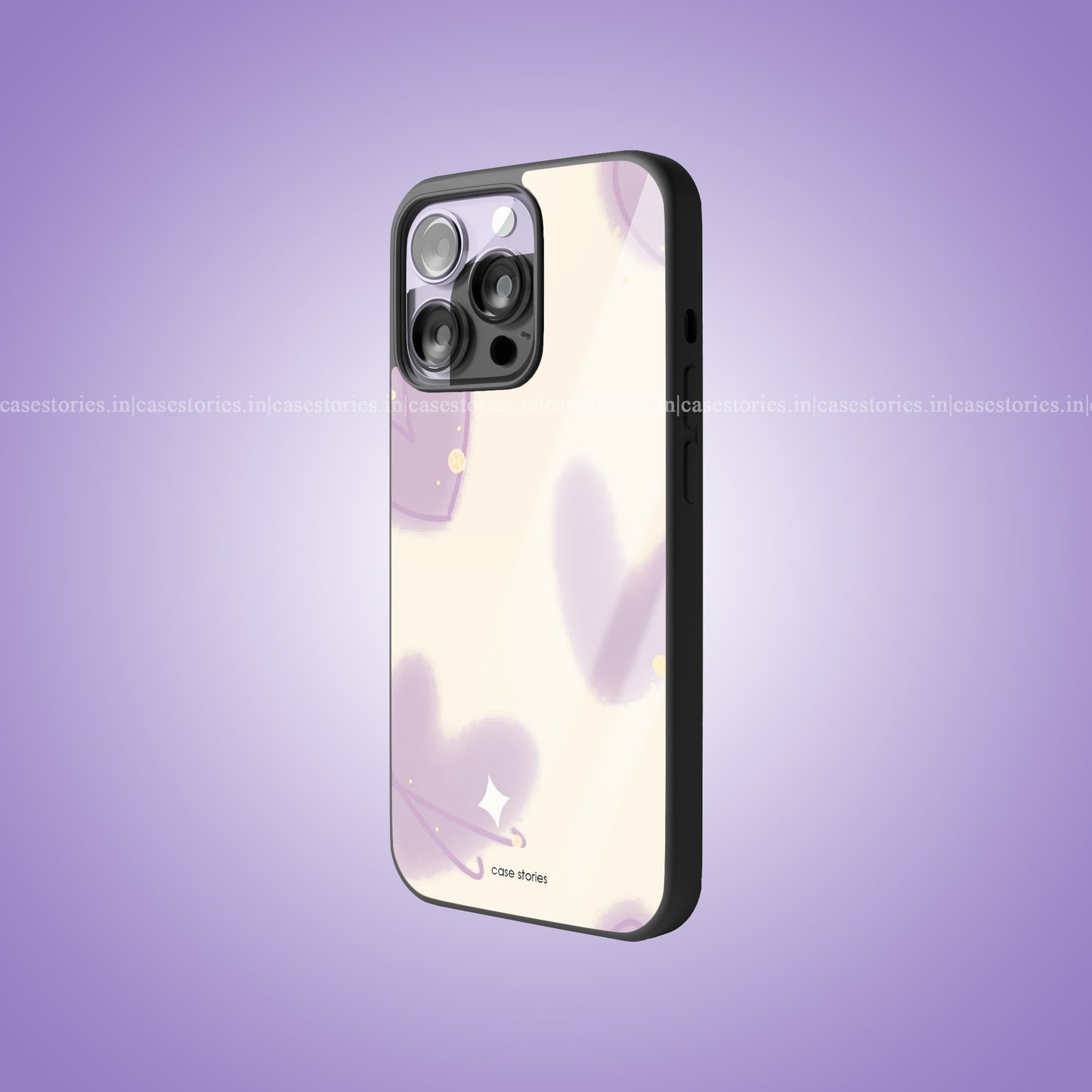 Aesthetic Purple Heart Pattern Premium Glossy Phone Case