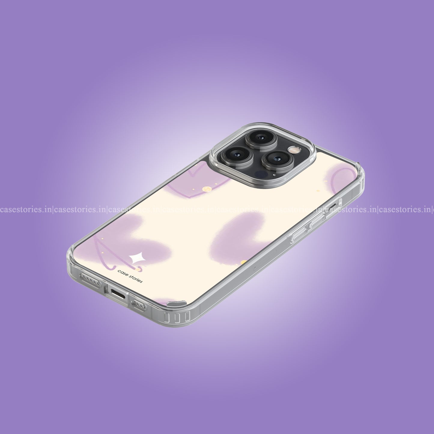 Aesthetic Purple Heart Pattern Soft Case