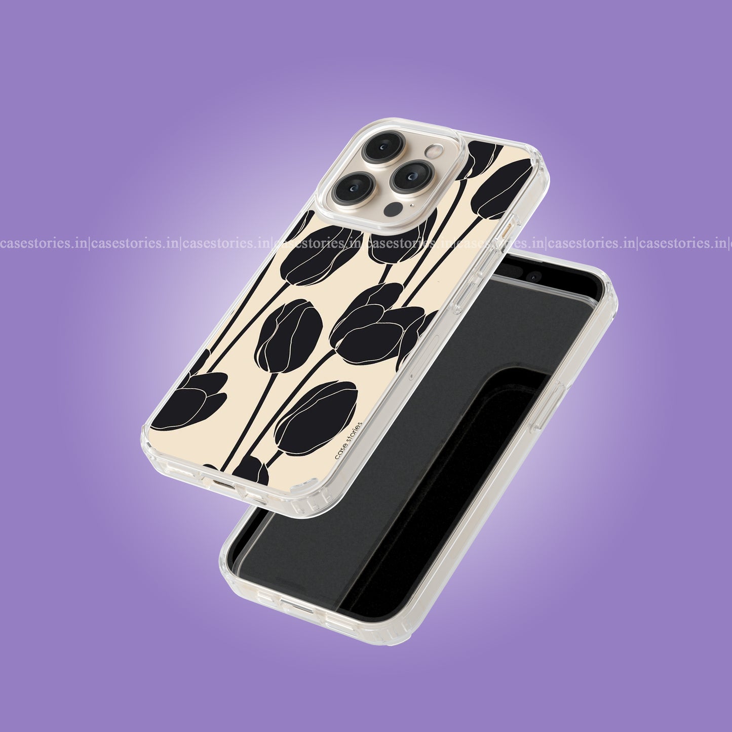 Black Tulips Pattern Floral Soft Case