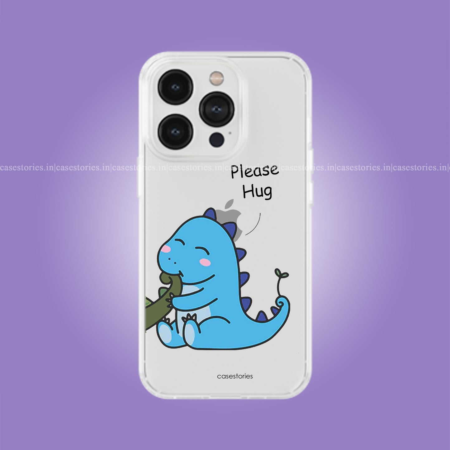 Blue Dino Love Couple Clear Soft Case