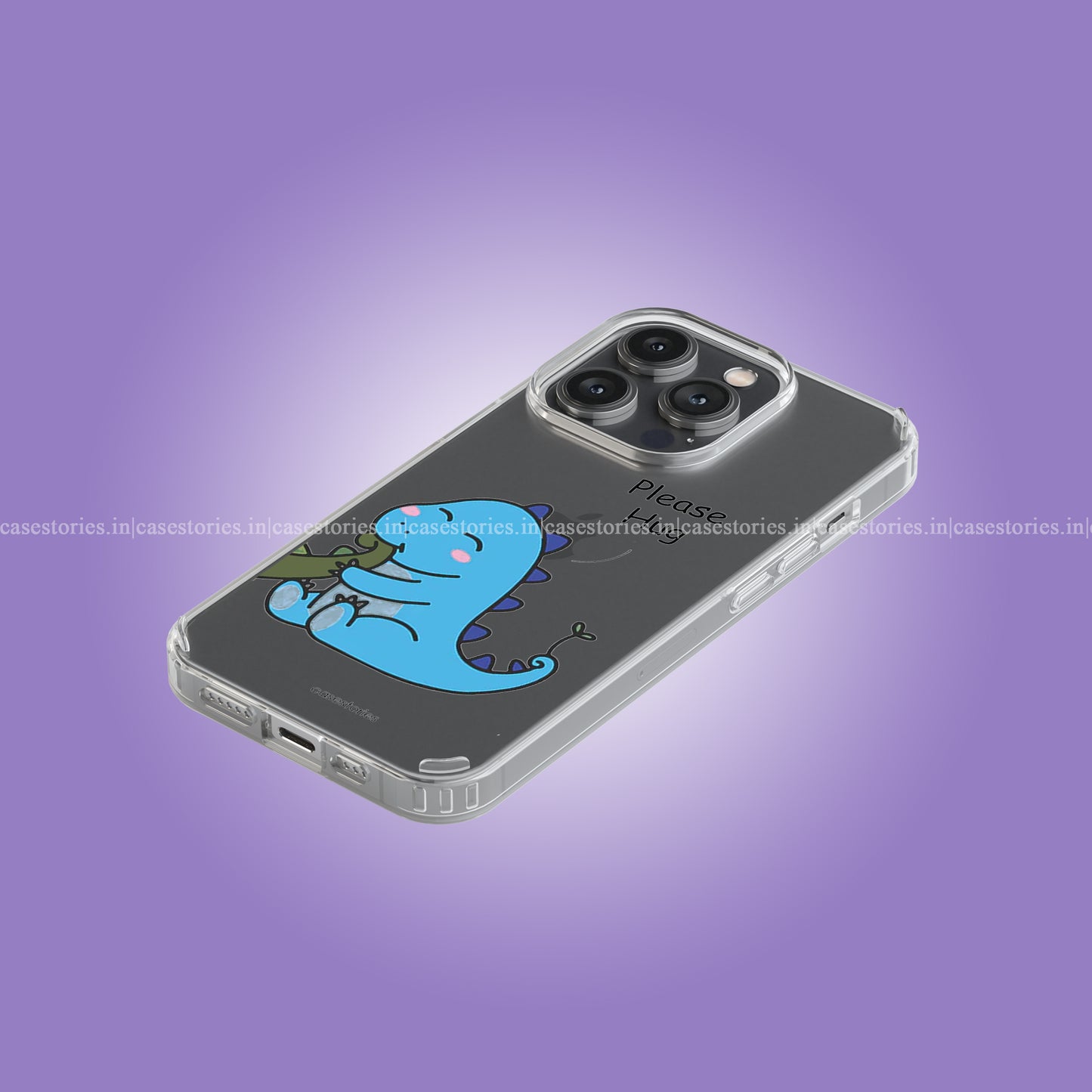 Blue Dino Love Couple Clear Soft Case