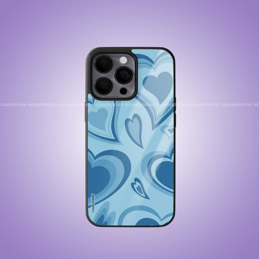 Blue Heart Pattern Abstract Art Premium Glossy Phone Case