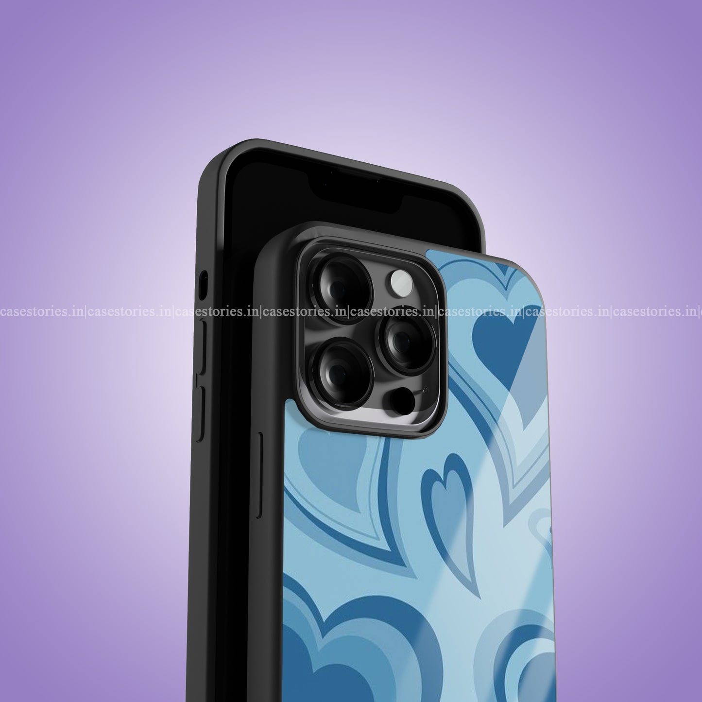 Blue Heart Pattern Abstract Art Premium Glossy Phone Case