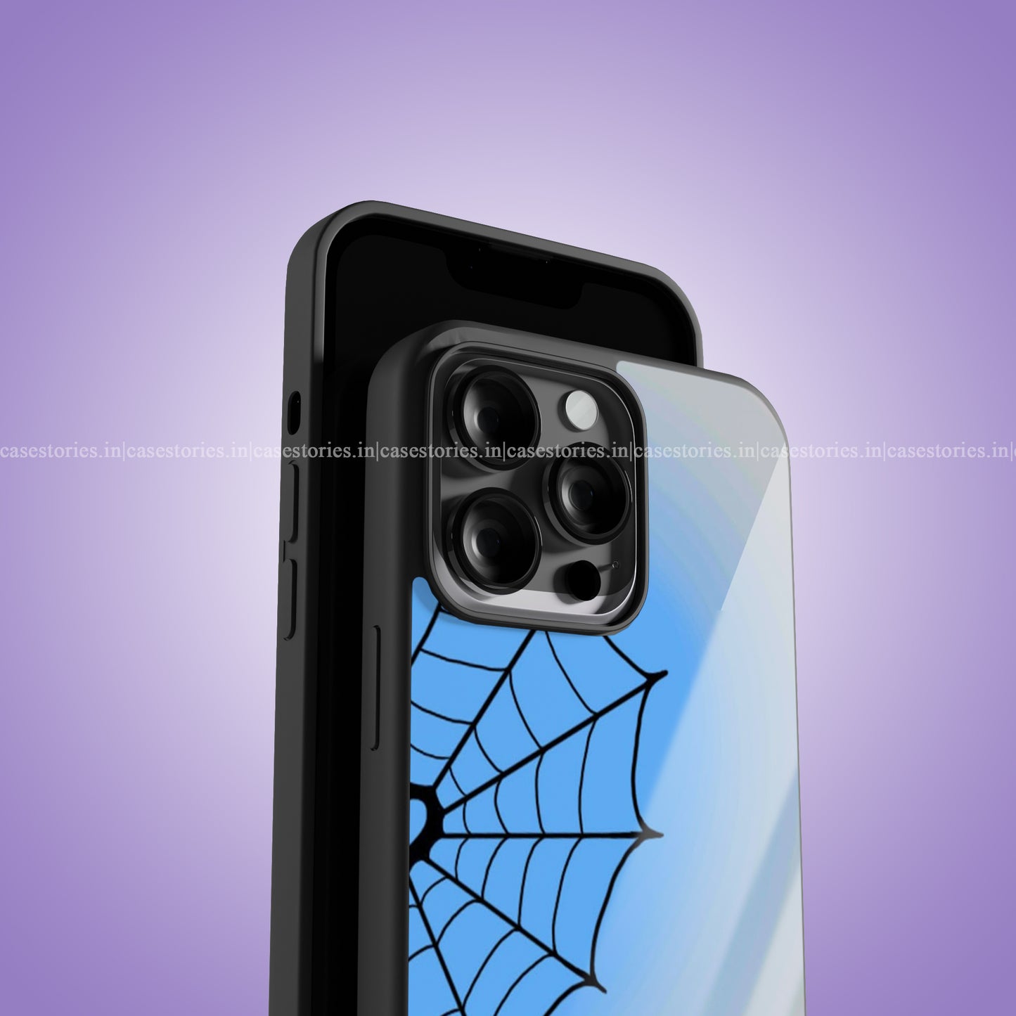 Blue Web Of Love Couple Premium Glossy Phone Case