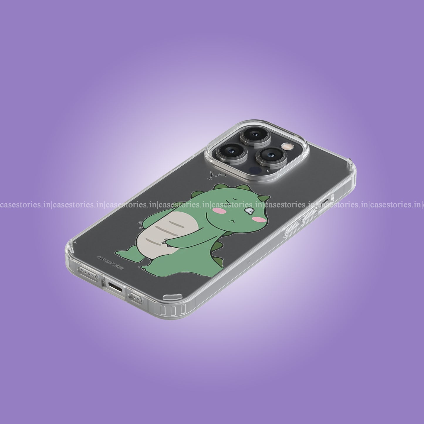 Green Dino Love Couple Clear Soft Case