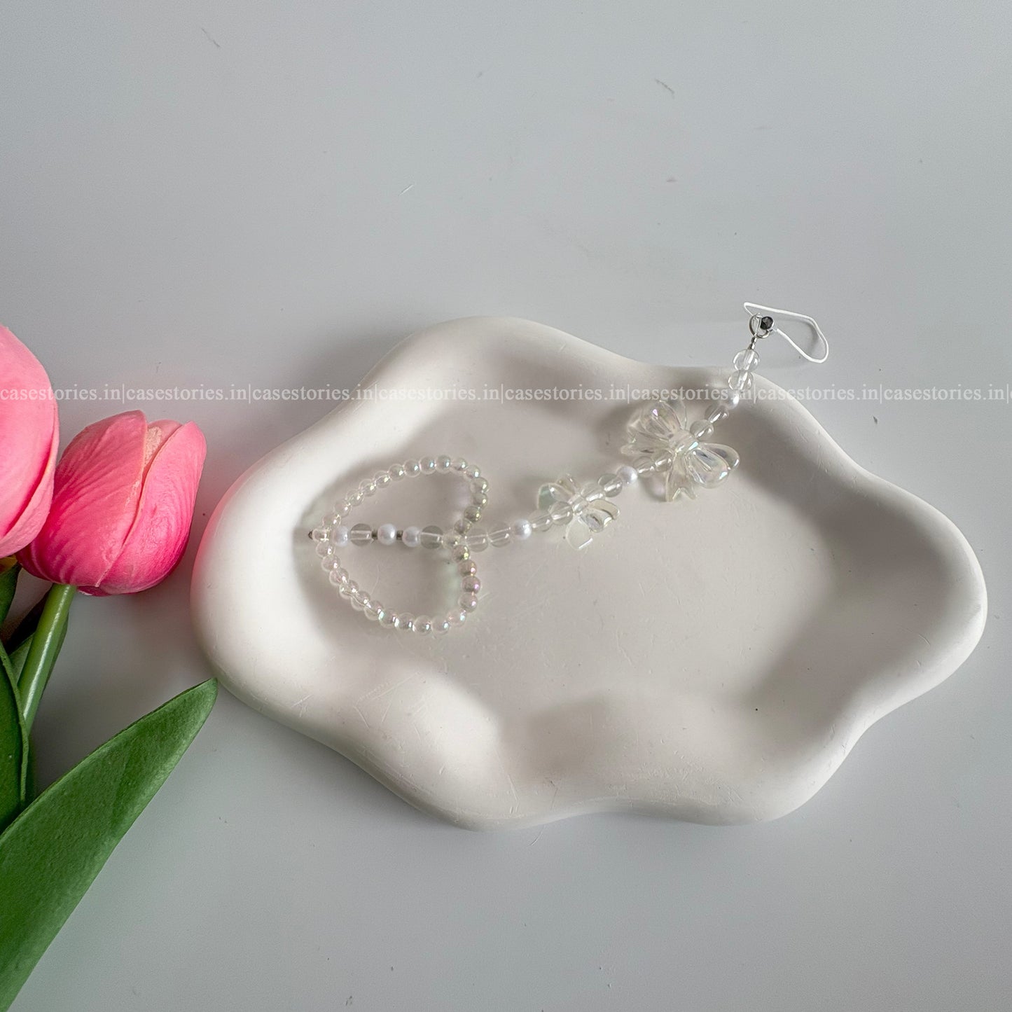 Heart & Bow Shaped Pearl Mobile Charm