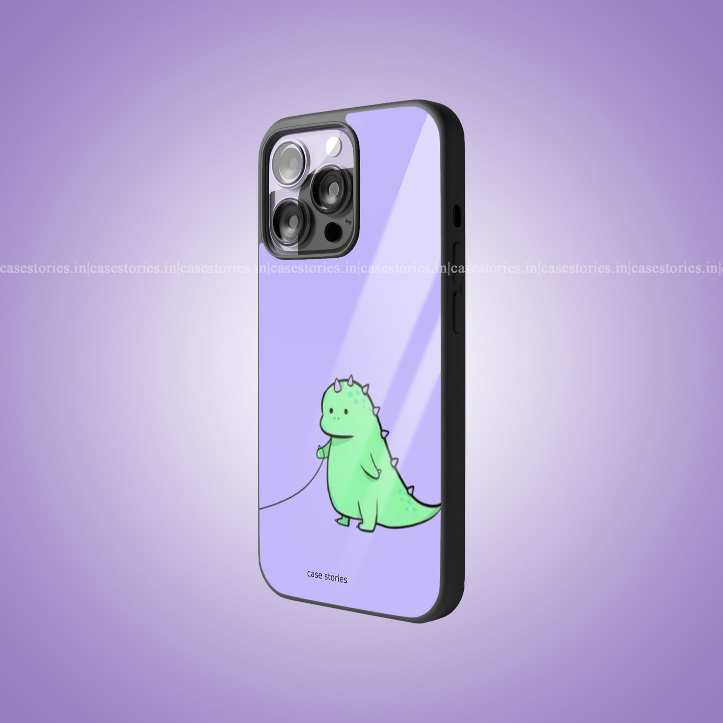 Heartstrings Green Dino Couple Premium Glossy Phone Case