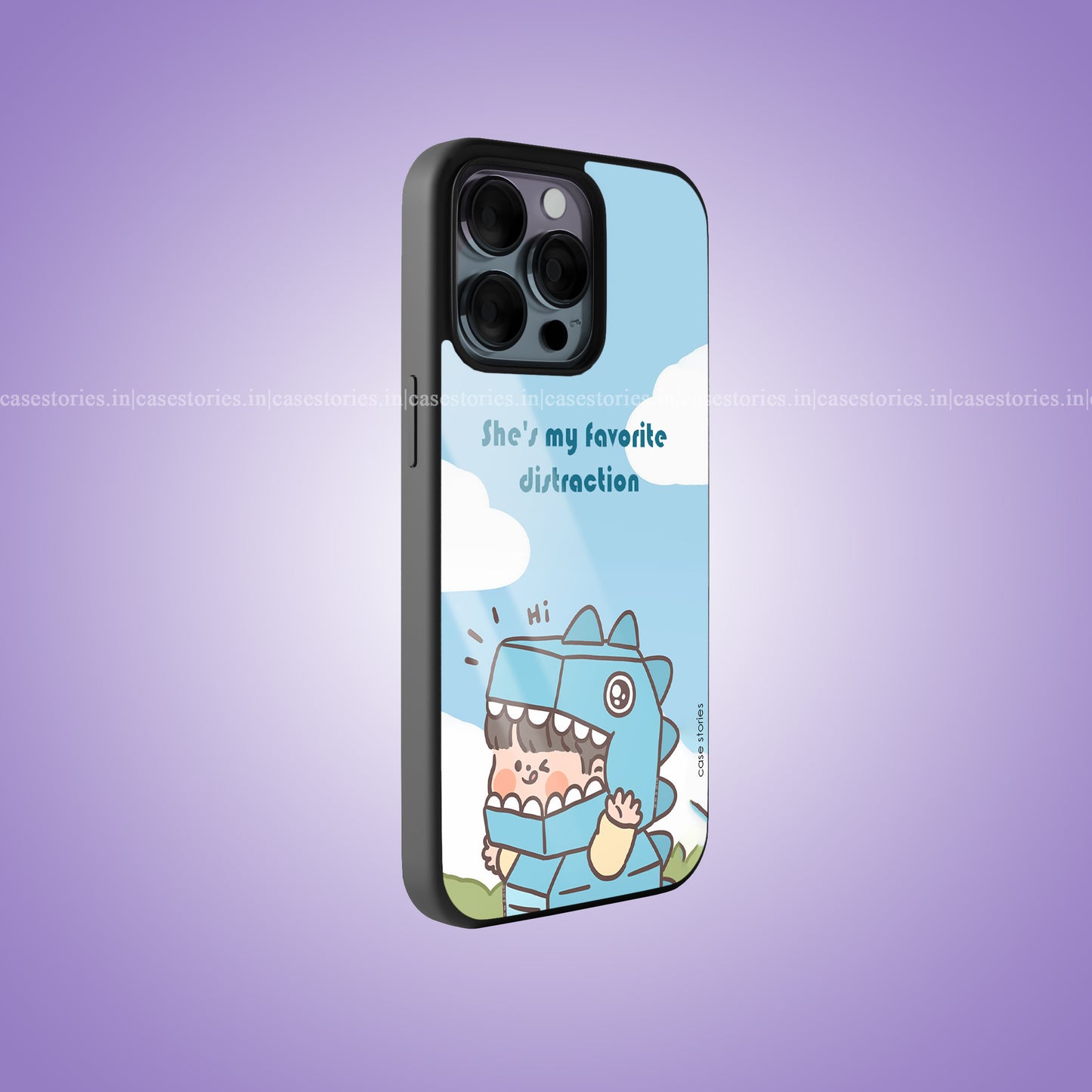Her Dino Boy Matching Couple Premium Glossy Phone Case