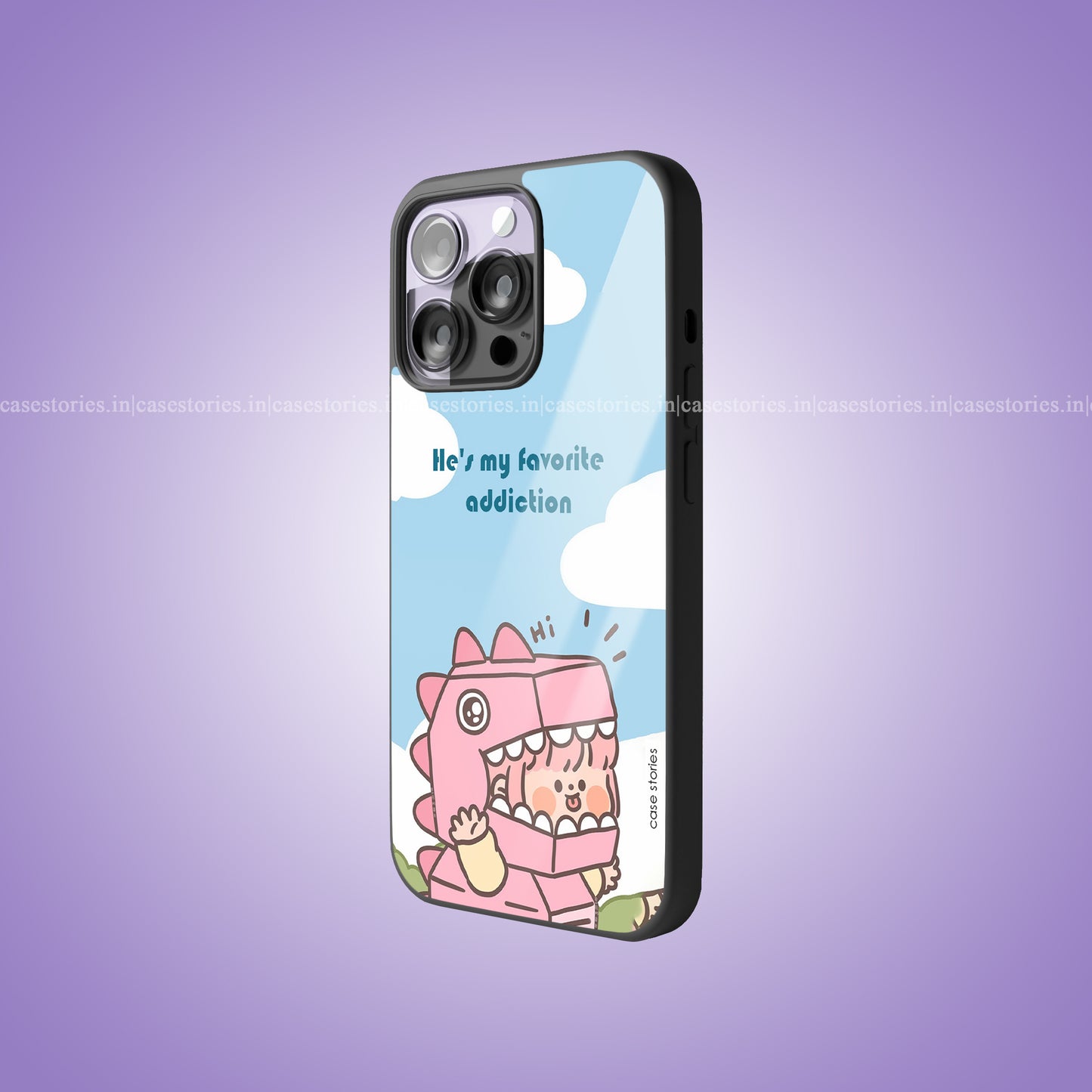 His Dino Girl Matching Couple Premium Glossy Phone Case
