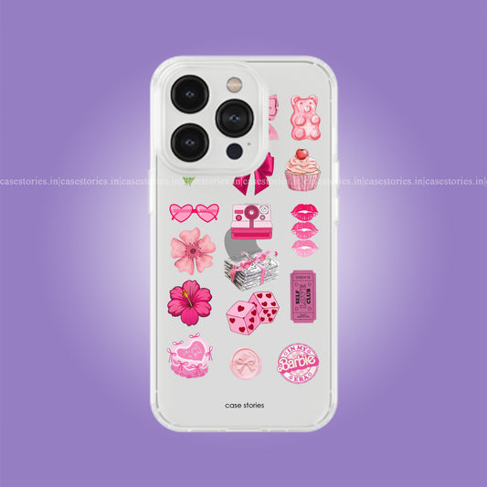 Pink Drip Sticker Clear Soft Case