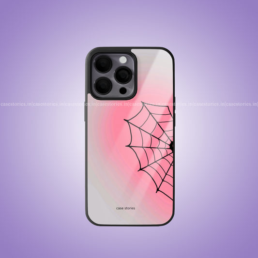 Pink Web Of Love Couple Premium Glossy Phone Case