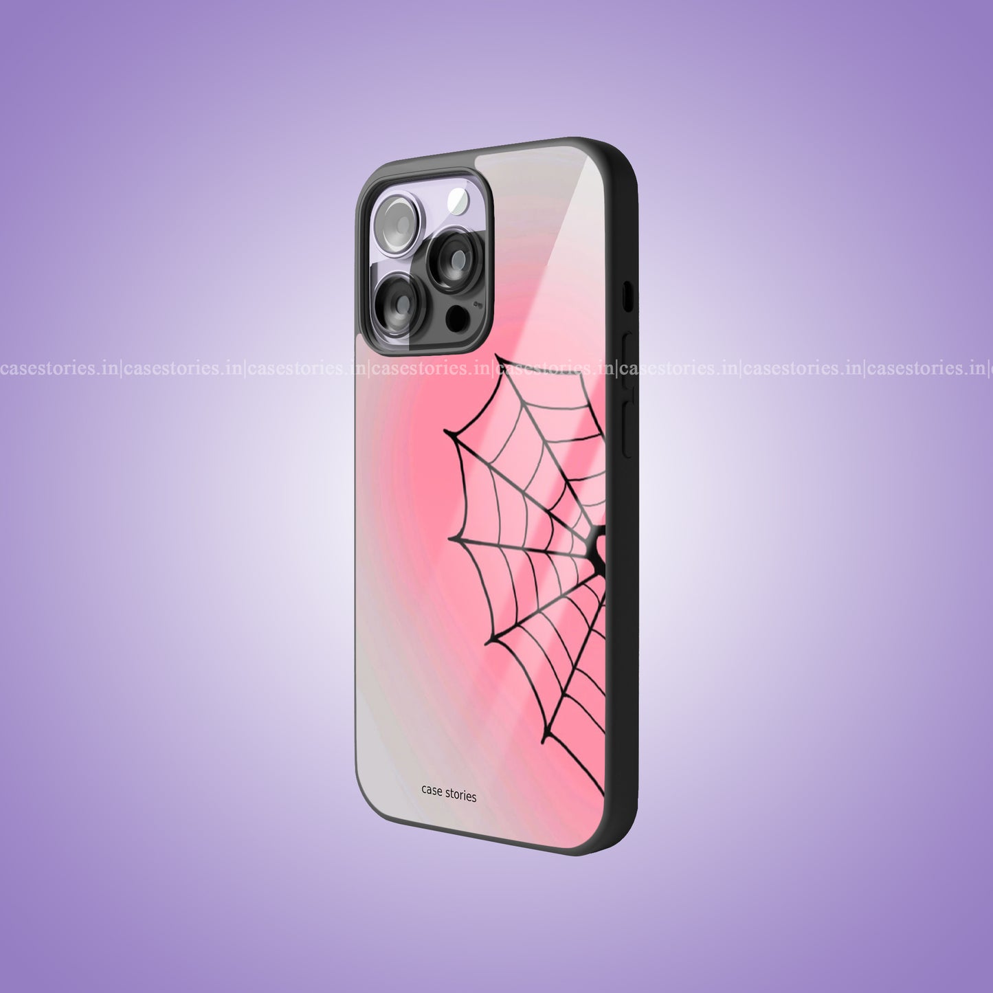 Pink Web Of Love Couple Premium Glossy Phone Case