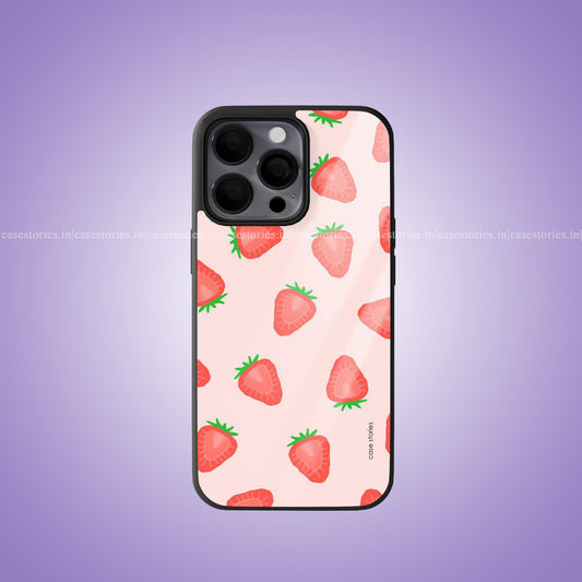 Strawberry Pattern Aesthetic Premium Glossy Phone Case