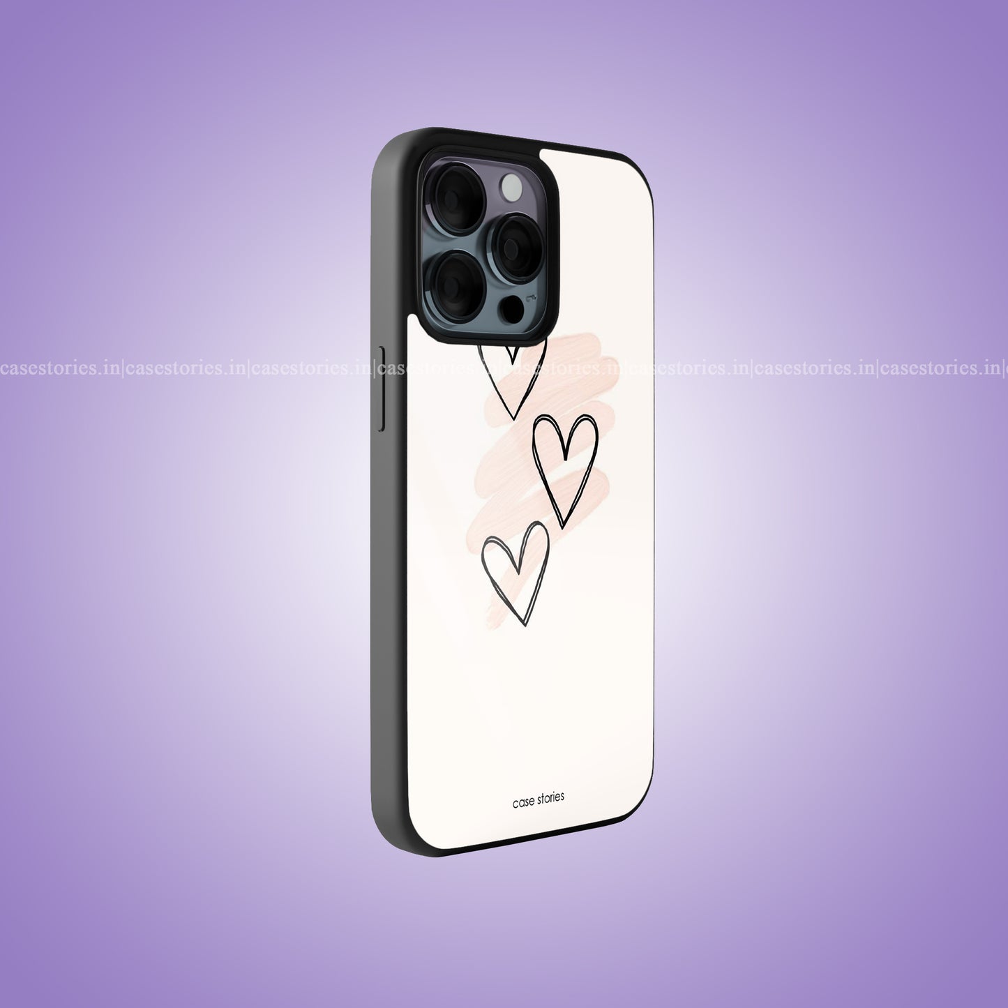 Three Hearts Aesthetic Premium Glossy Phone Case