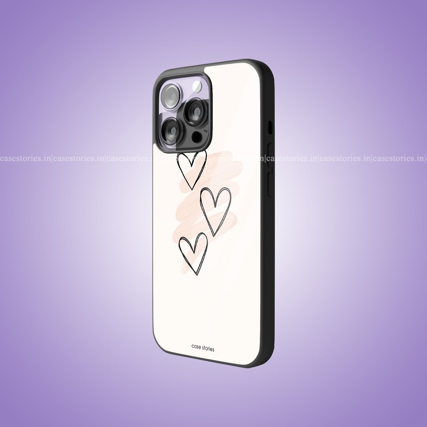 Three Hearts Aesthetic Premium Glossy Phone Case