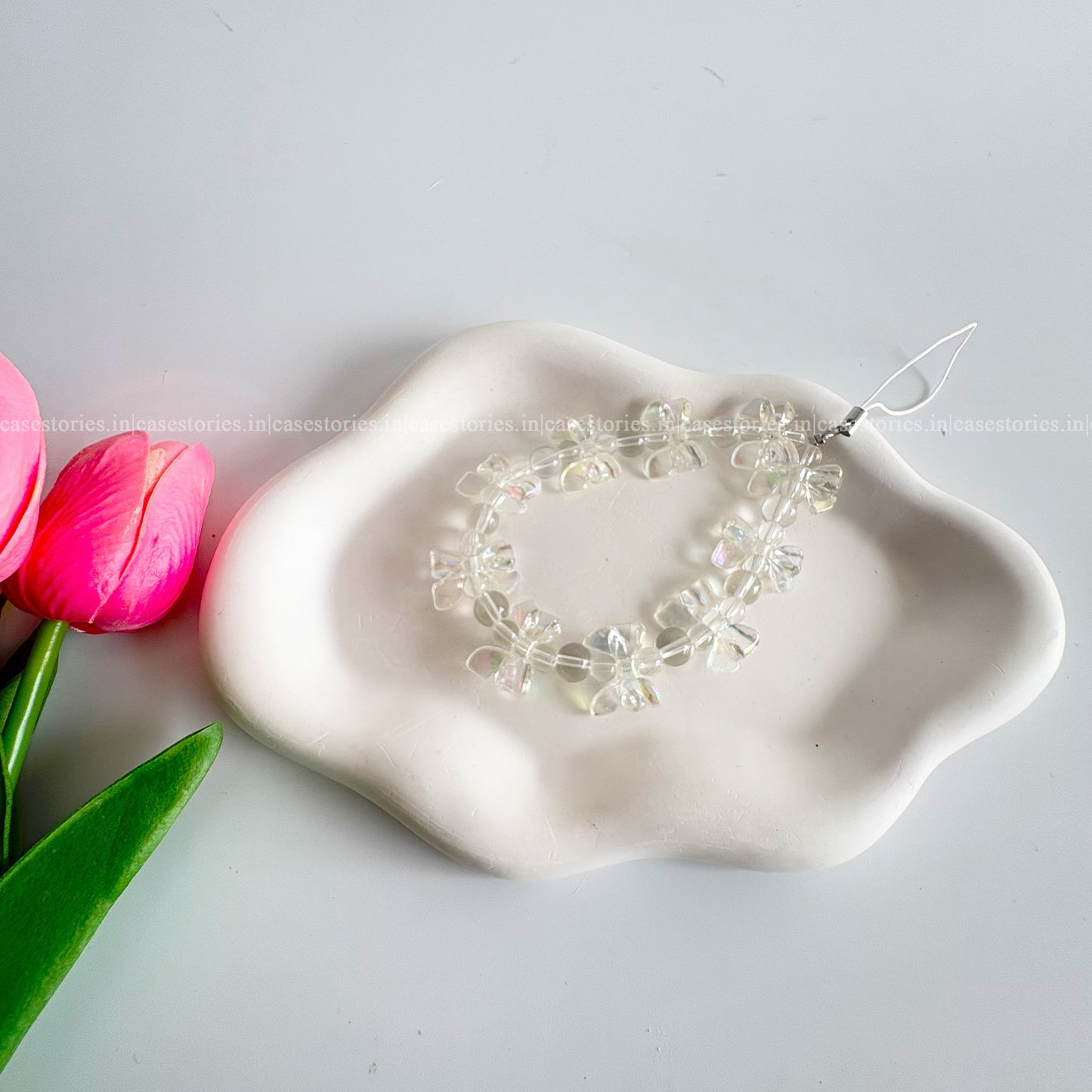 Tiny Bow with Crystal Beads Mobile Charm