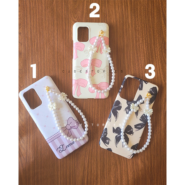 Bow Charm with Pearl Chain Mobile Cover