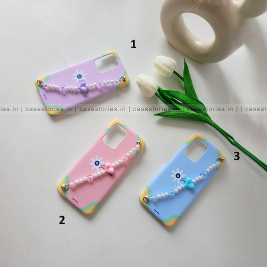 Floral Eyelet Beaded Chain Mobile Cover
