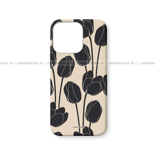 Black Tulips Pattern Floral Mobile Cover