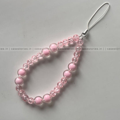 Beige Pink Crystal Glass Mobile Charm