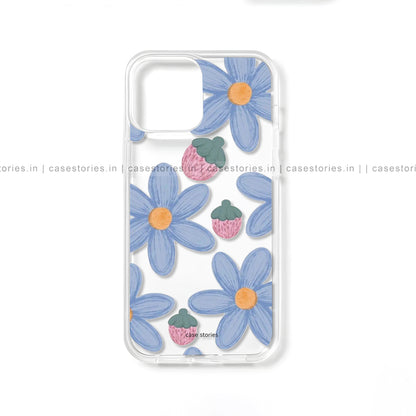 Blue Flower Pattern Transparent Mobile Cover