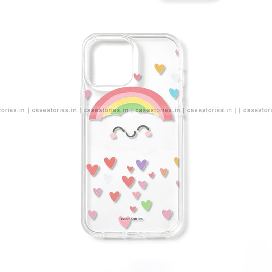Rainbow Hearts Doodle Transparent Mobile Cover