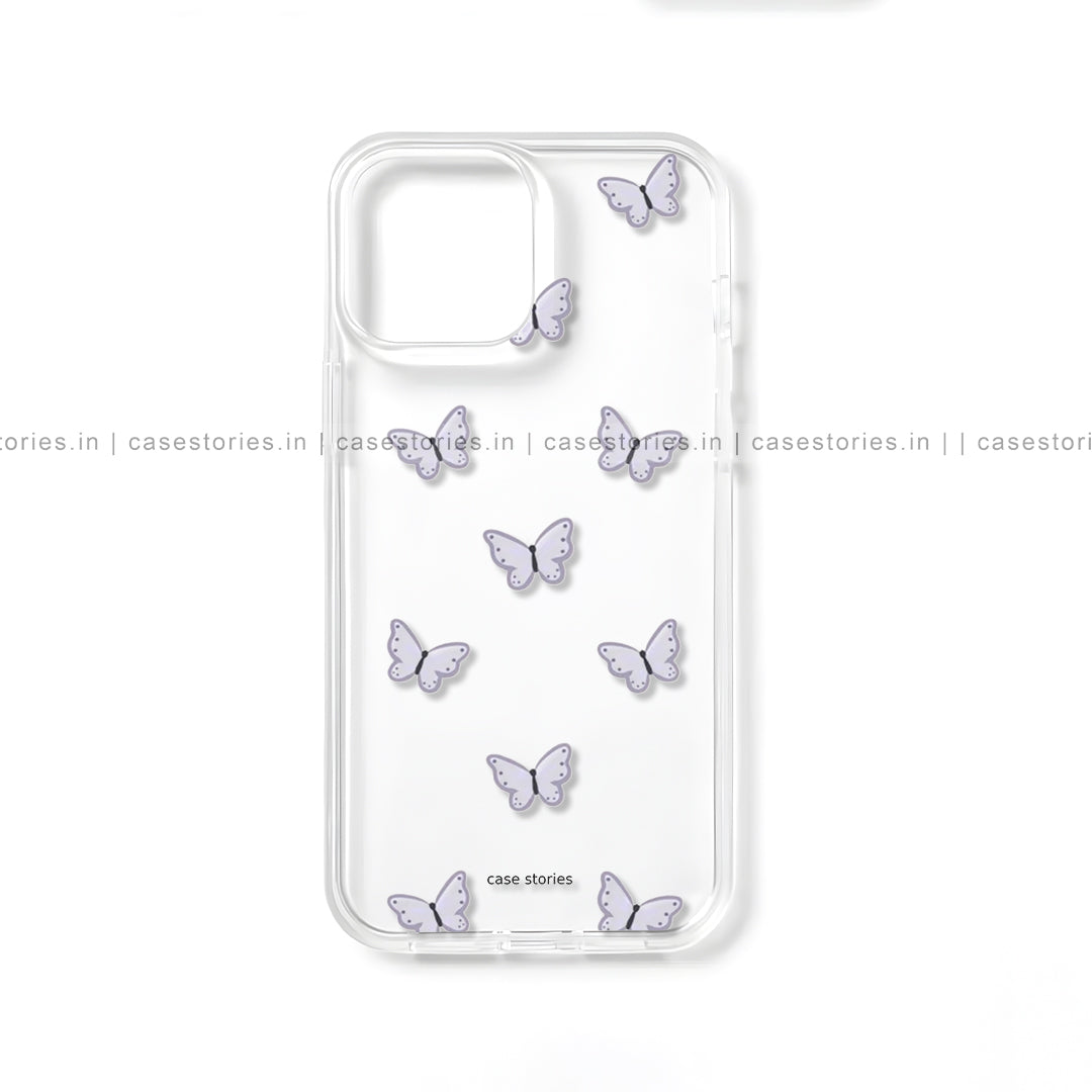 Purple Butterfly Pattern Transparent Mobile Cover