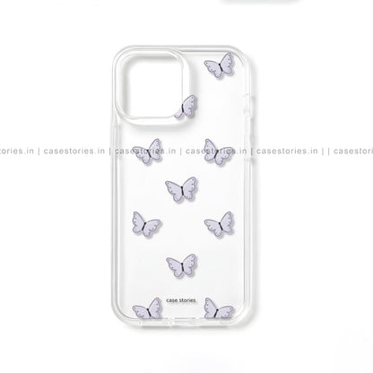 Purple Butterfly Pattern Transparent Mobile Cover