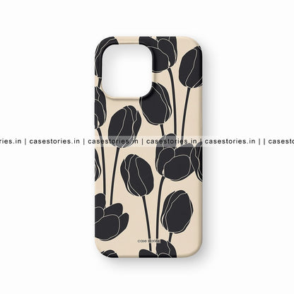 Black Tulips Pattern Floral Mobile Cover