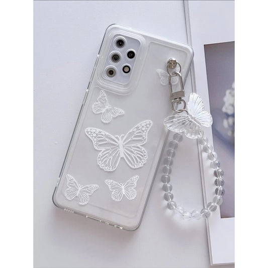 White Butterfly Charm with Crystal Chain Transparent Cover