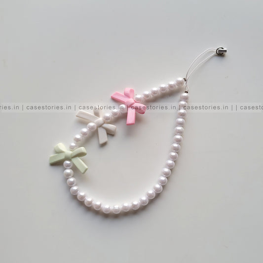 Pastel Bow with Pearl Mobile Charm