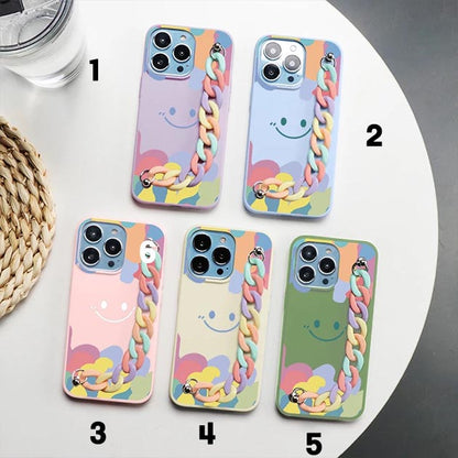 Abstract Smiley Pattern With Rainbow Chain Mobile Cover
