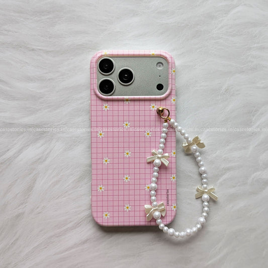 Pink Daisy Grid Chain Case