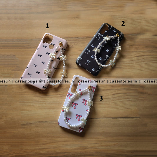 Aesthetic Bow Pattern With Bow Pearl Charm Mobile Cover