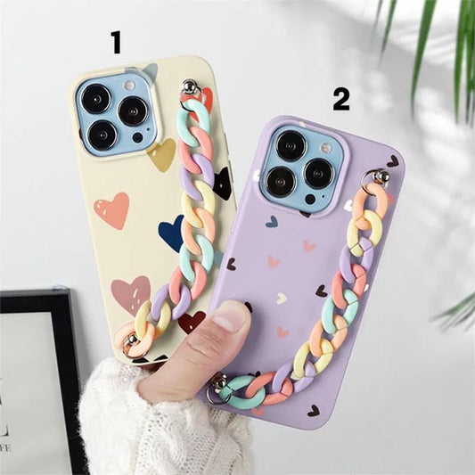 Heart Pattern With Rainbow Chain Mobile Cover