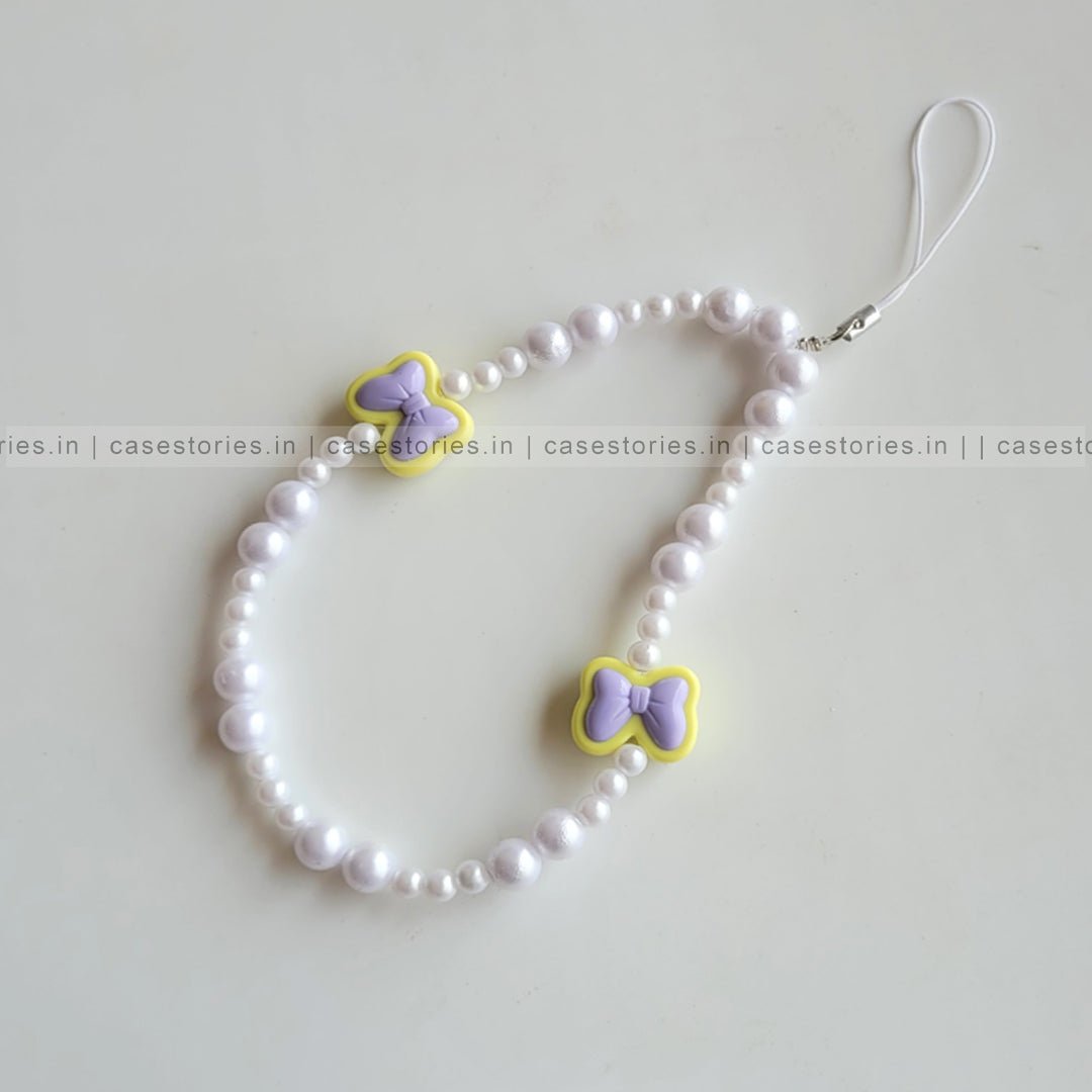 Purple Aesthetic Bow with Pearl Mobile Charm