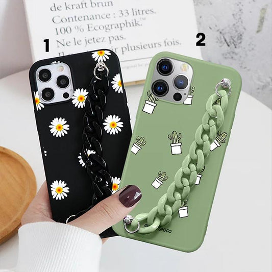 Flowers Pattern With Black & Green Chain Cover