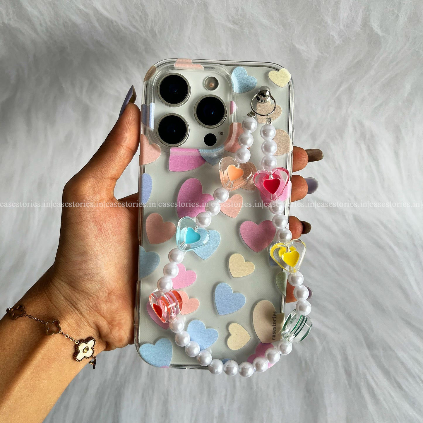 Rainbow Hearts Case Transparent Mobile Cover