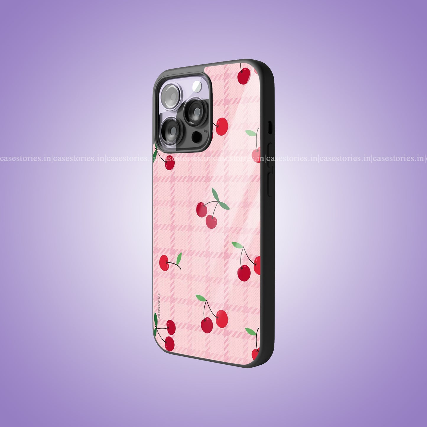 Cherry Plaid Crush Premium Glossy Phone Case