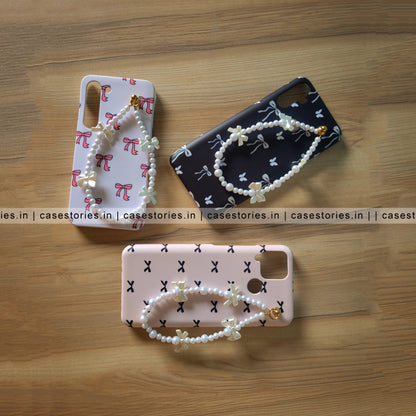Aesthetic Bow Pattern With Bow Pearl Charm Mobile Cover